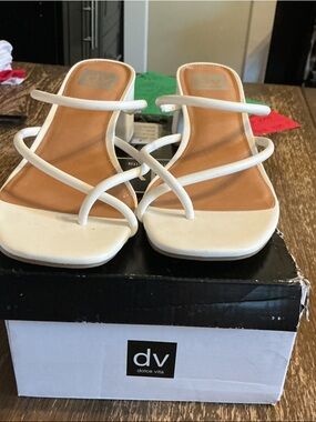 Dolce Vita White Multi-Strap Block Heel Sandals